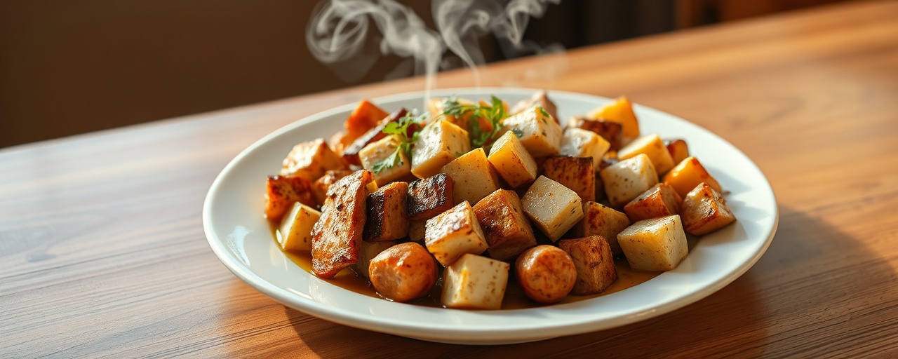 Smoked Peruvian Seco de Pollo y Tofu with Smoked Papas Nativas