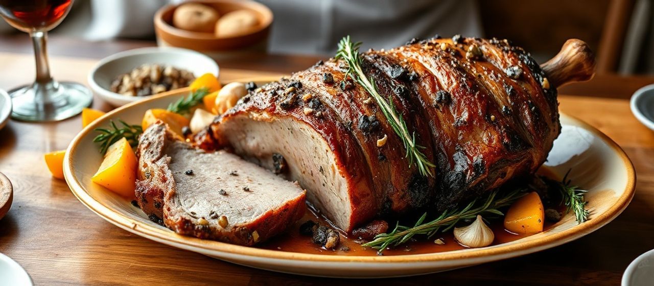 Smoked Porchetta with Black Garlic and Rosemary