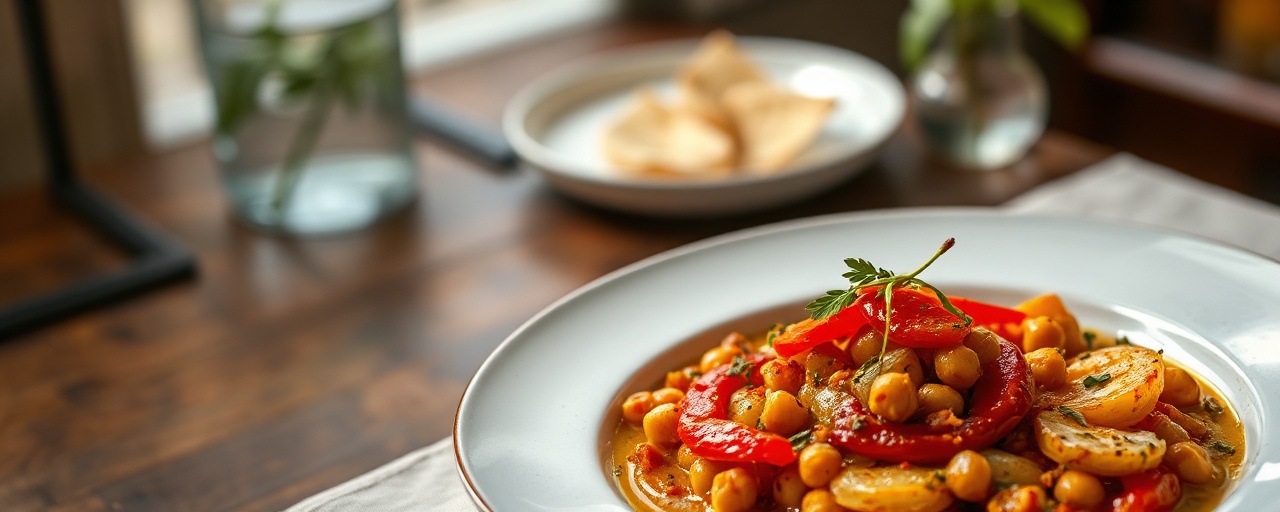 Smoked Portuguese Vegetable and Chickpea Ensopado with Harissa-Lime Drizzle