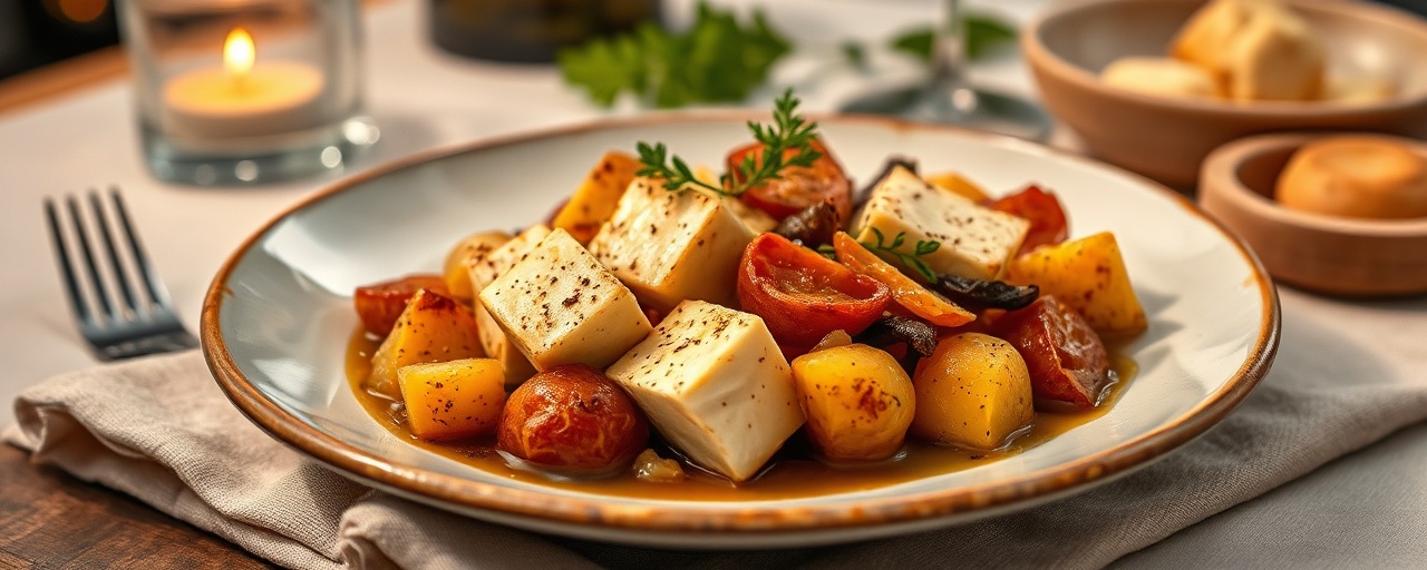 Smoked Tofu and Root Vegetable Bake