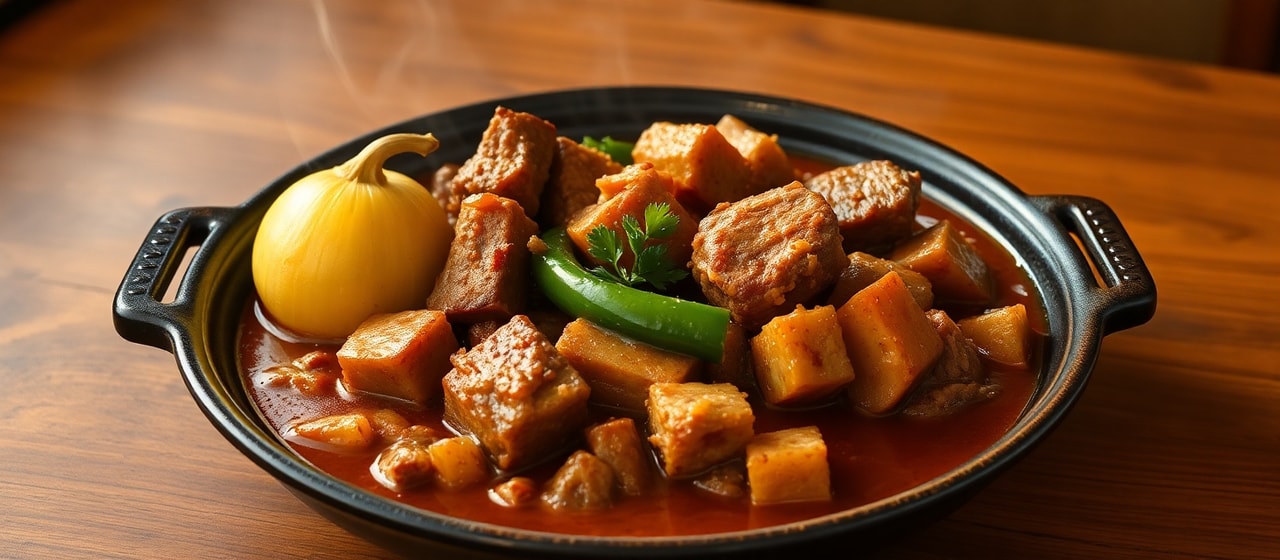 Smoky American Clay Pot Pork and Tempeh Stew