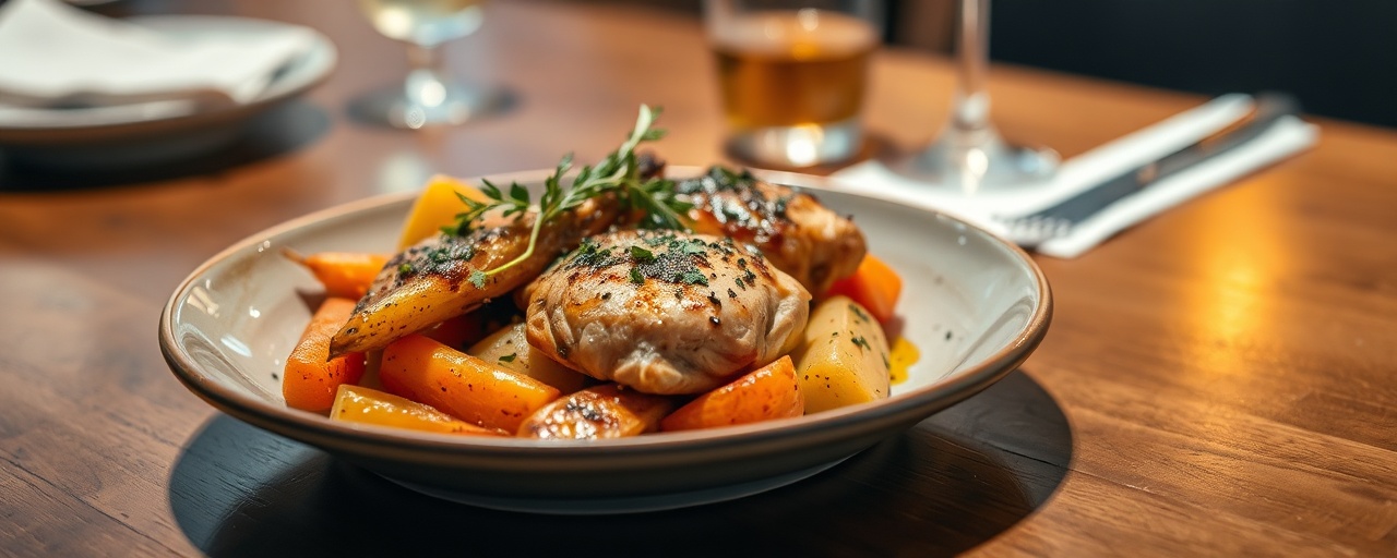 Smoky Tahini Roasted Chicken and Root Vegetables