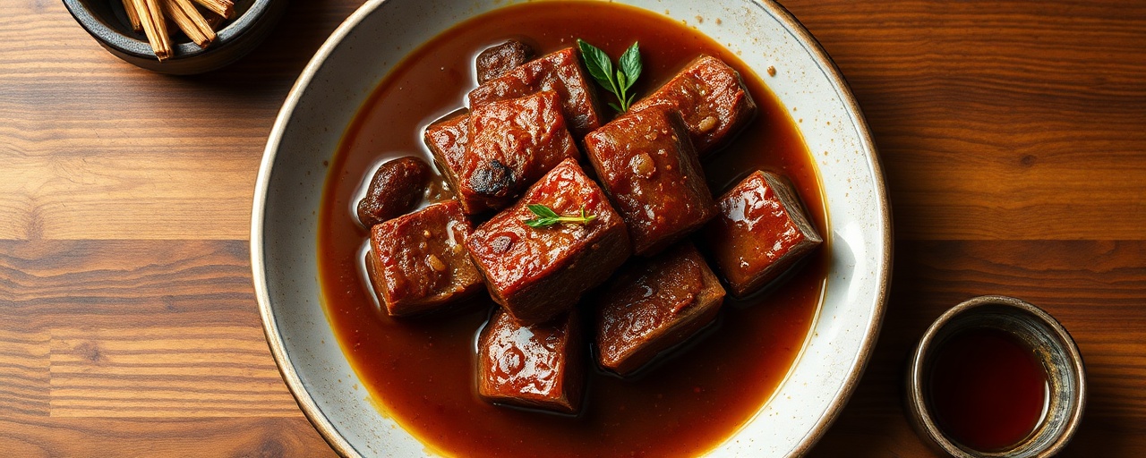 Sườn Bò Ngâm Mật Ong Ngũ Vị Hương (Short Rib Cured in Five-Spice Caramel with Star Anise Broth)