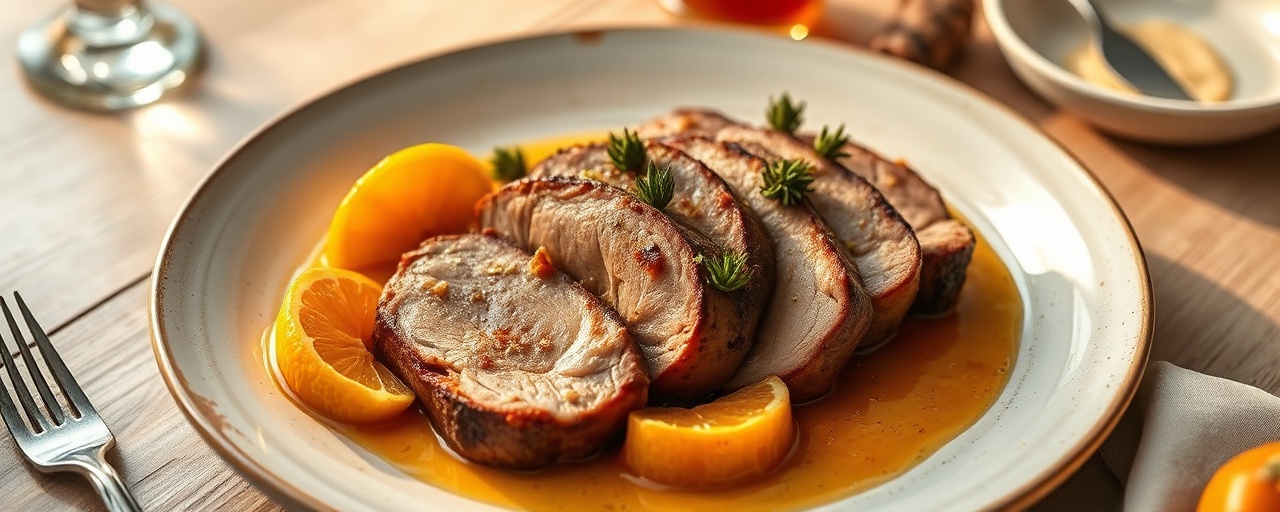 Solomillo de Cerdo Asado con Anís Estrellado y Naranja