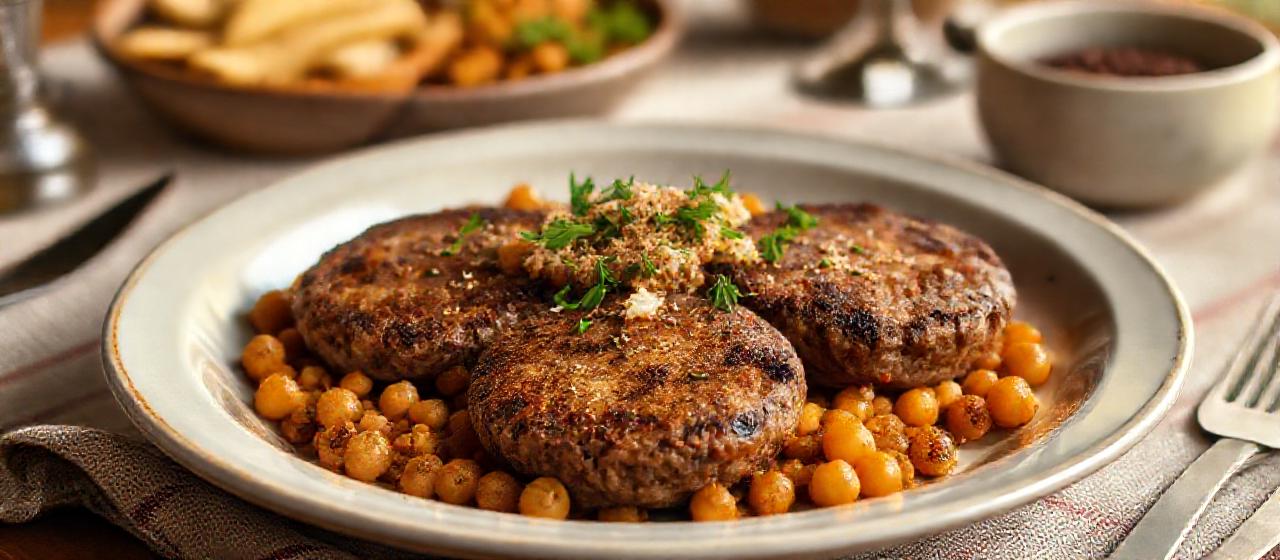Sous-Vide American Spiced Beef Patties with Smoky Chickpea Hash
