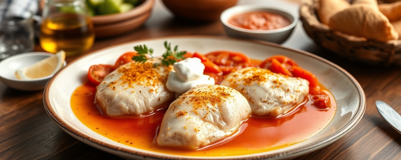 Sous-Vide Egyptian Saffron Chicken with Spiced Tomato Jus