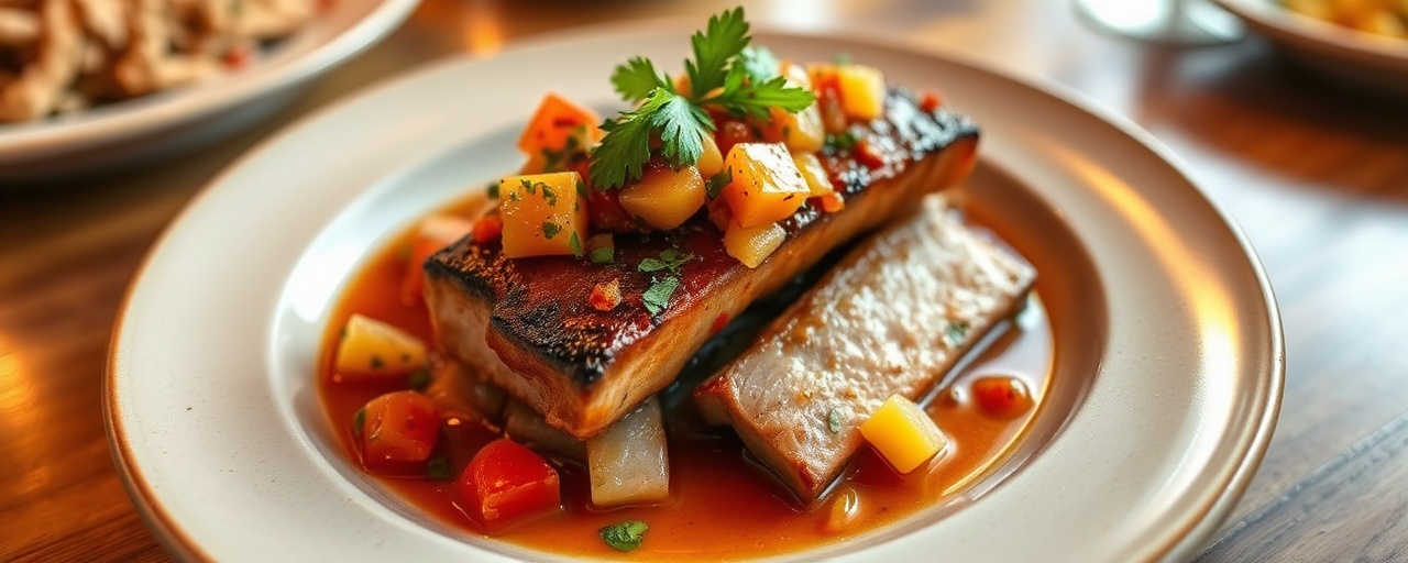 Sous-Vide Gochujang Pork Belly with Spiced Pineapple Salsa