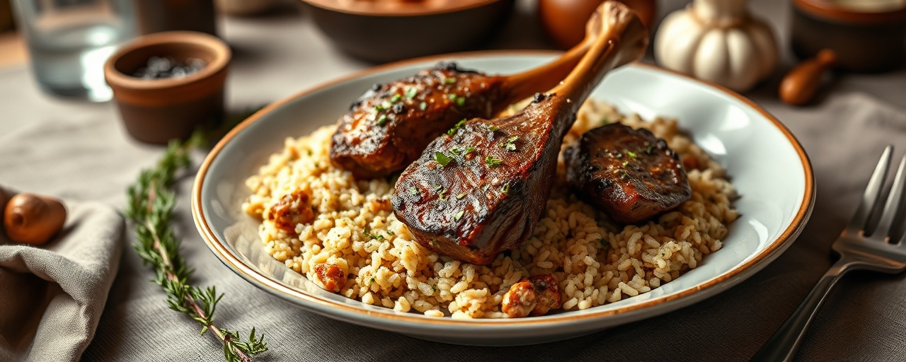 Sous-Vide Lebanese Lamb Shanks with Herbed Freekeh Pilaf