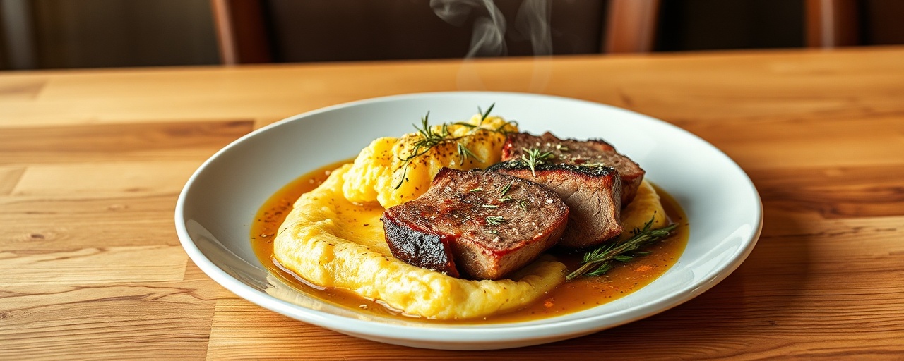 Sous-Vide Maiale al Zafferano con Polenta Cremosa