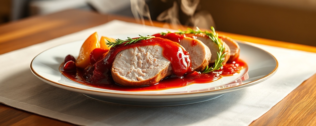 Sous-Vide Pork Tenderloin with Lingonberry-Galangal Glaze