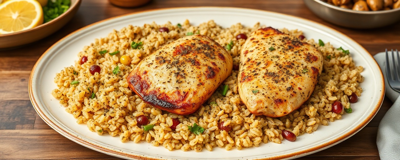 Sous-Vide Preserved Lemon & Za'atar Chicken with Herbed Freekah Pilaf