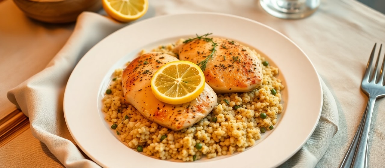 Sous-Vide Preserved Lemon & Za'atar Chicken with Herbed Freekah Pilaf