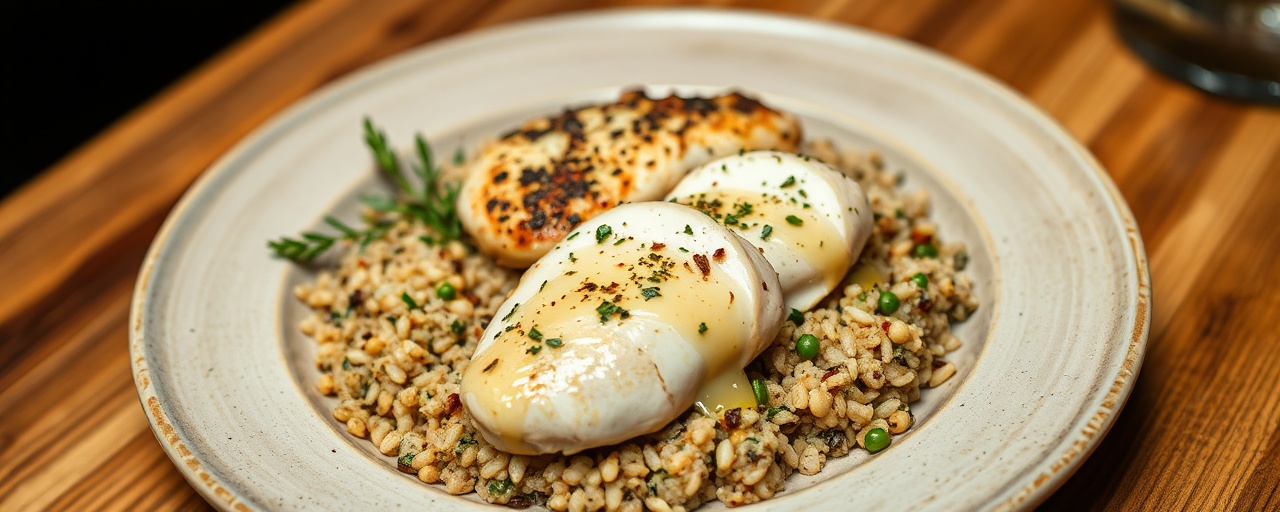 Sous-Vide Preserved Lemon & Za'atar Chicken with Herbed Freekah Pilaf