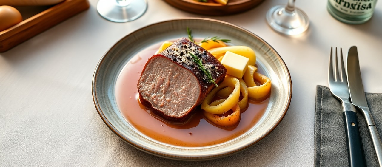 Sous-Vide Schweinefilet mit Glasiertem Granatapfel-Rotkohl