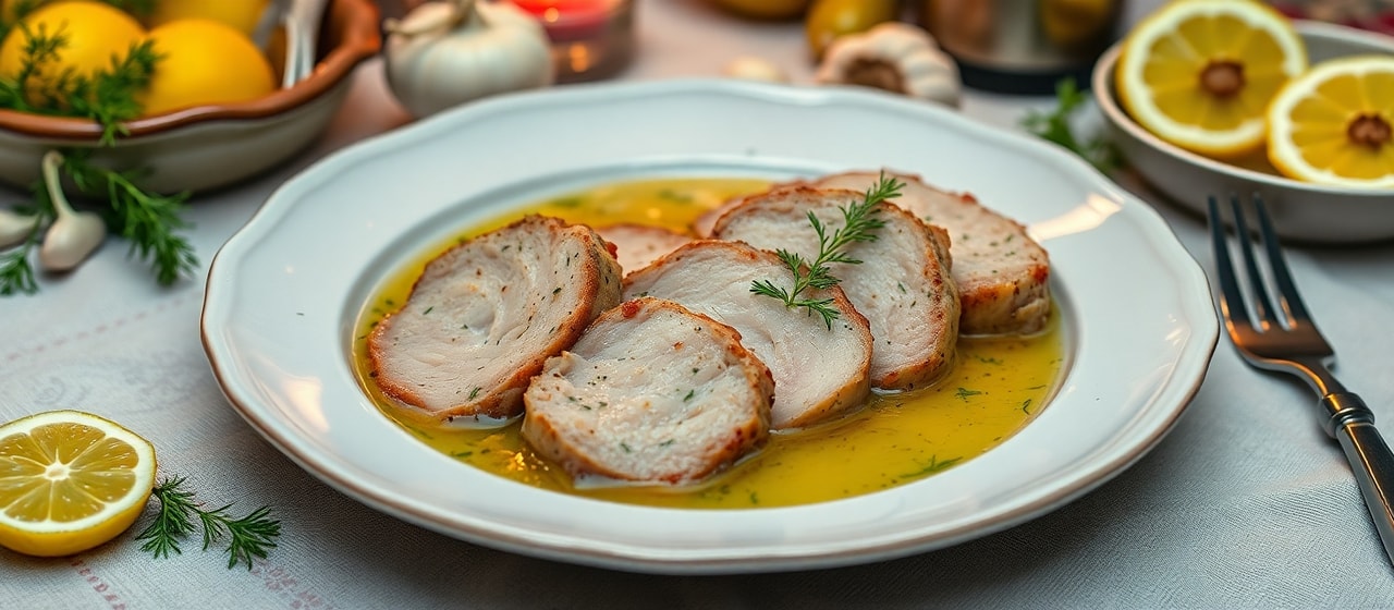 Sous-Vide Svinaya Vyrzska s Limonnym Ukropnym Sousom