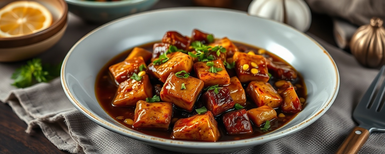 Sous-Vide Tempeh Adobo with Calamansi Glaze