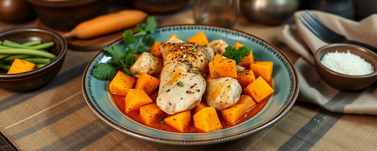 Sous-Vide Thai Red Curry Chicken with Sweet Potato
