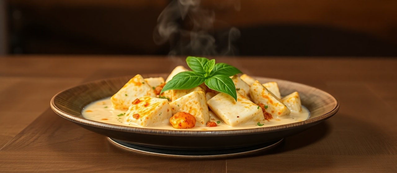 Sous-Vide Thai Tempeh with Basil Coconut Cream