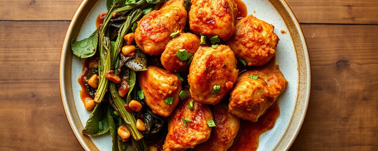 Southern-Inspired Flash-Fried Chicken with Spicy Gochujang Collards