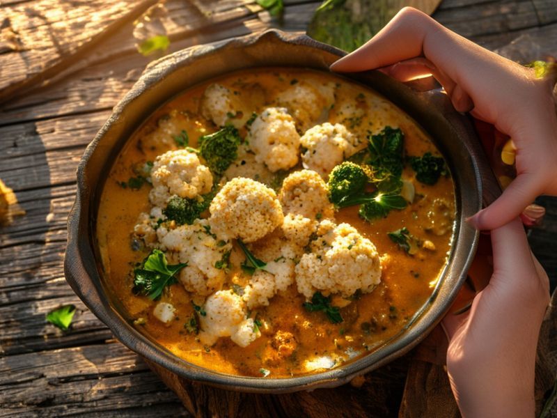 Spiced Cauliflower and Chickpea Curry with Coconut Milk