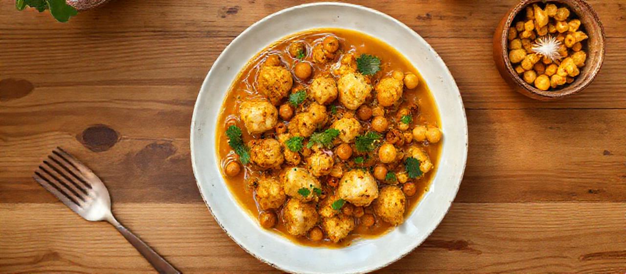 Spiced Cauliflower and Chickpea Curry with Coconut Milk