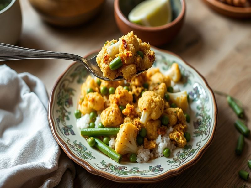 Spiced Cauliflower and Green Pea Coconut Curry