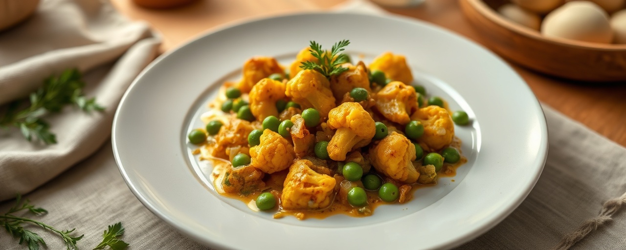 Spiced Cauliflower and Pea Curry with Coconut Milk