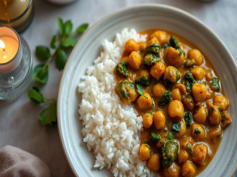 Spiced Chickpea and Spinach Curry with Coconut Rice