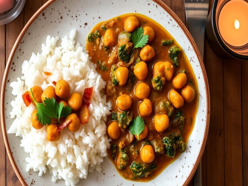 Spiced Chickpea and Spinach Curry with Coconut Rice