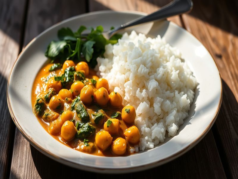 Spiced Chickpea and Spinach Curry with Coconut Rice