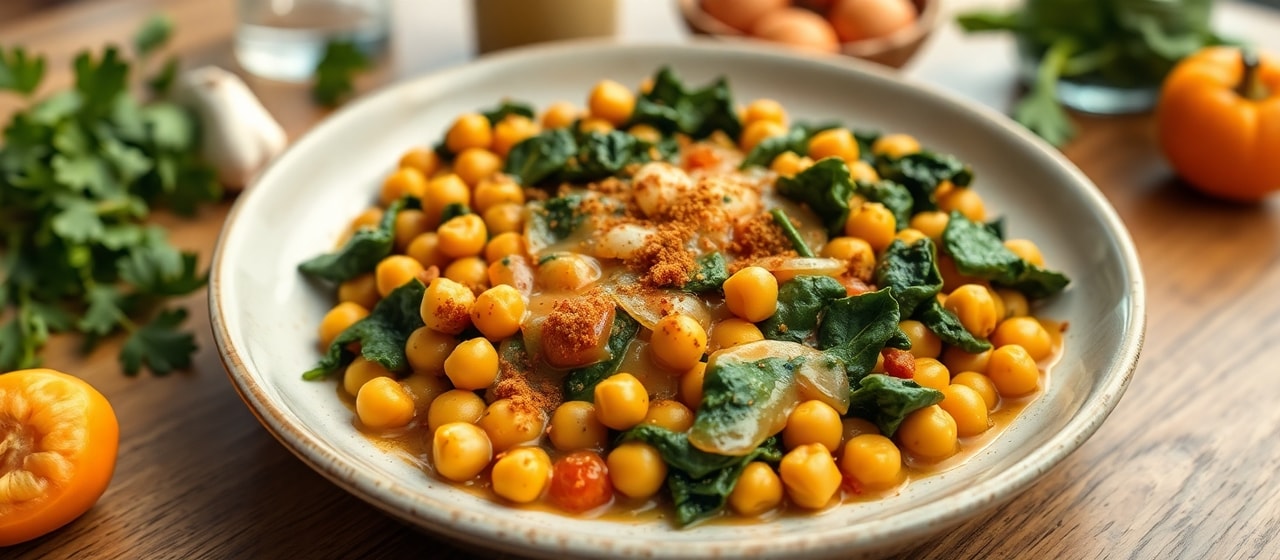 Spiced Chickpea and Spinach Delight with Apricot Glaze