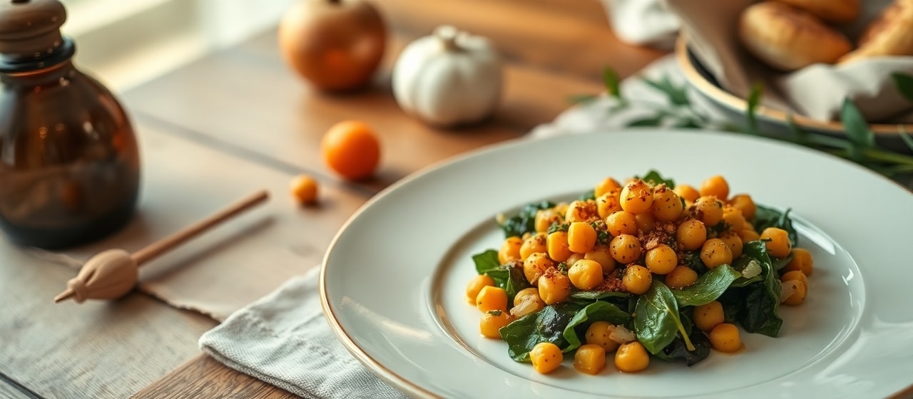 Spiced Chickpea and Spinach Delight with Apricot Glaze