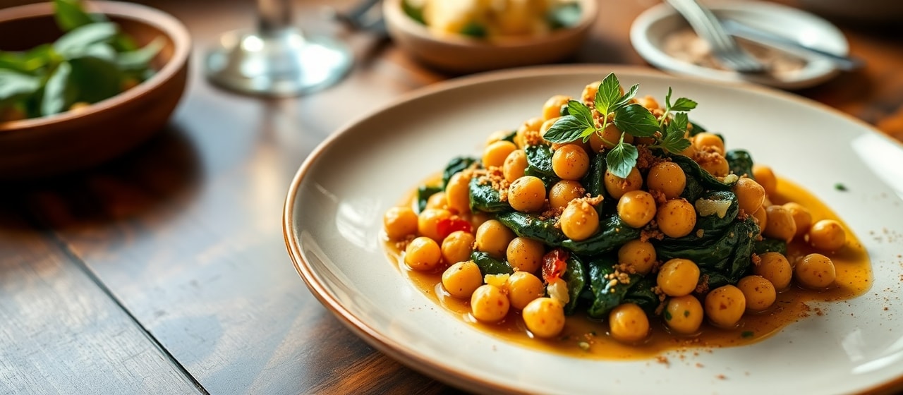 Spiced Chickpea and Spinach Delight with Apricot Glaze