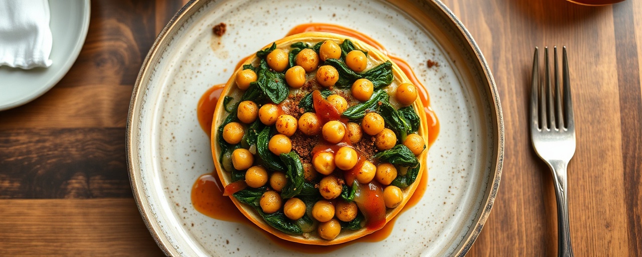 Spiced Chickpea and Spinach Delight with Apricot Glaze