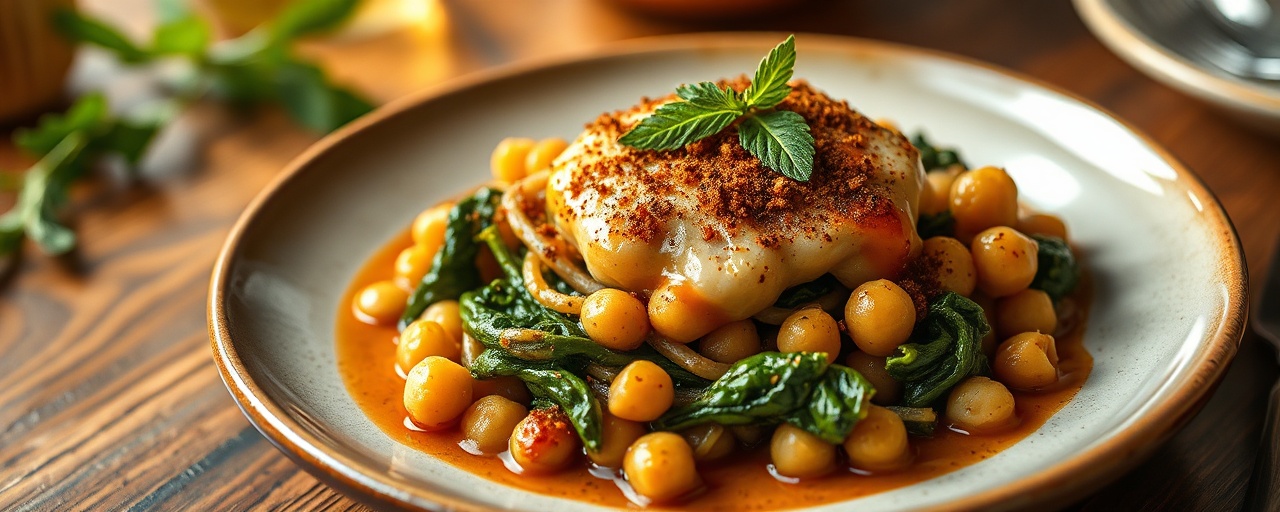 Spiced Chickpea and Spinach Delight with Apricot Glaze