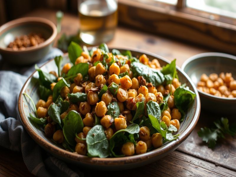Spiced Chickpea and Spinach Salad with Tamarind Dressing