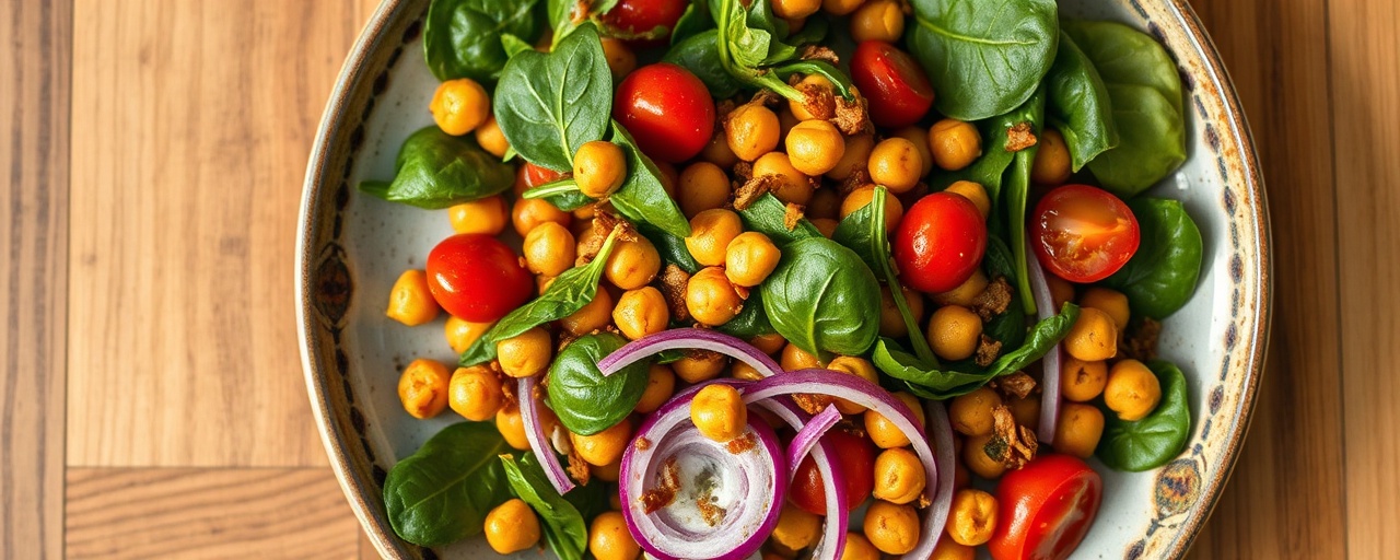 Spiced Chickpea and Spinach Salad with Tamarind Dressing