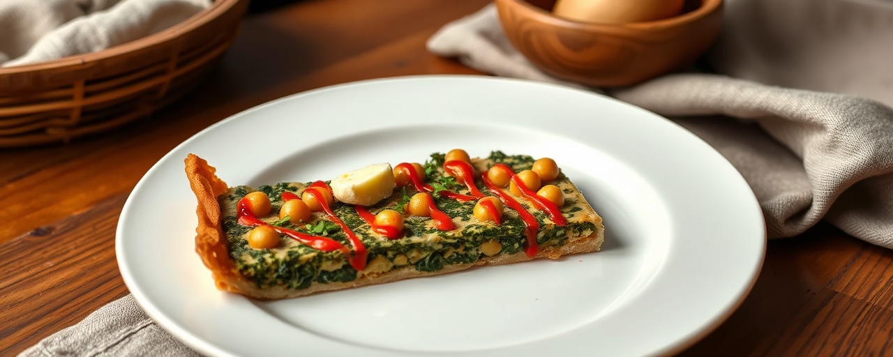 Spiced Chickpea and Spinach Tart with Harissa Drizzle