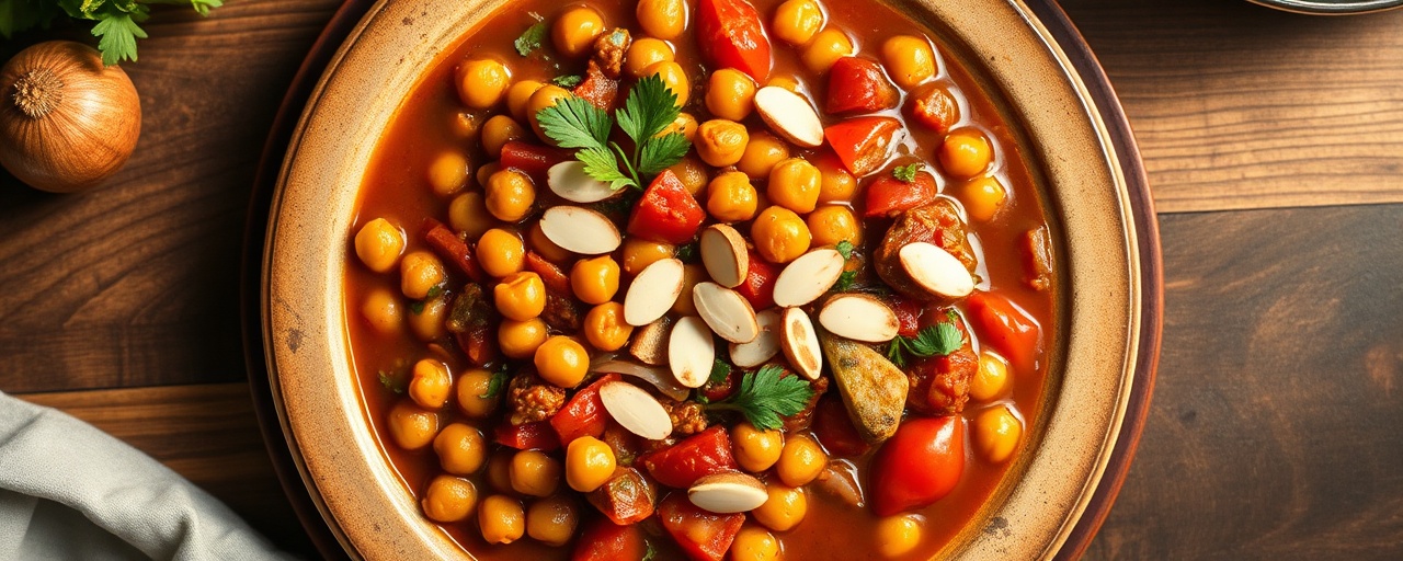 Spiced Chickpea and Vegetable Tagine with Almonds