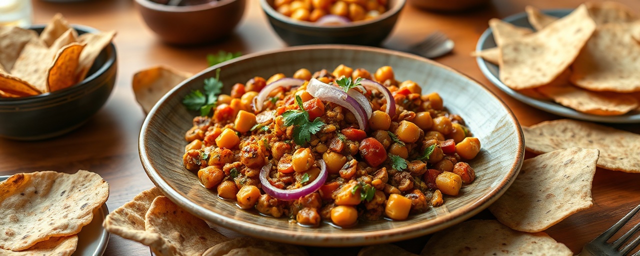 Spiced Ethiopian Chickpea and Sweet Potato Wat with Injera Crisps