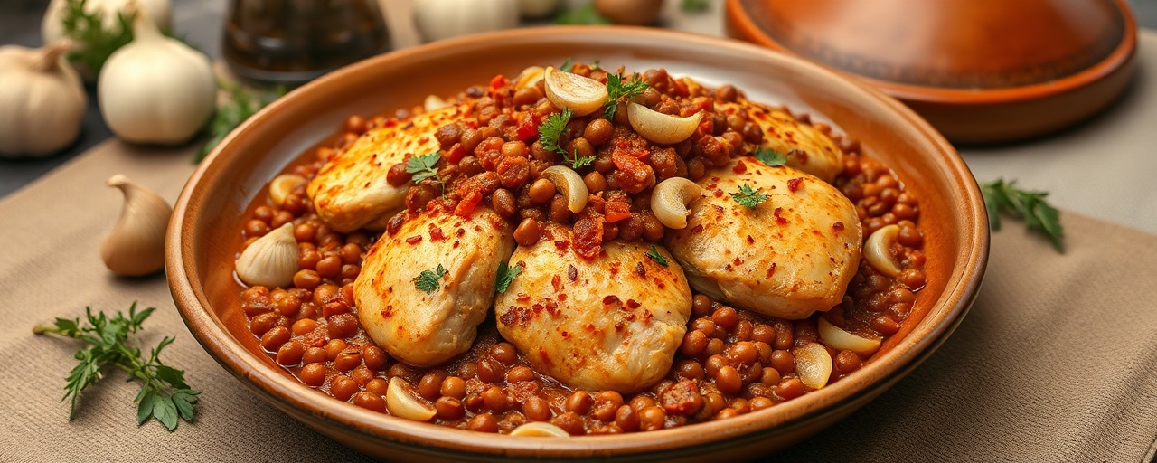 Spiced Harissa Chicken and Lentil Tagine