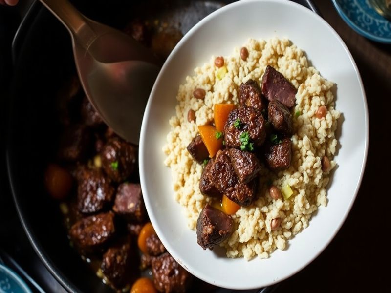 Spiced Lamb and Apricot Tagine with Almond Couscous