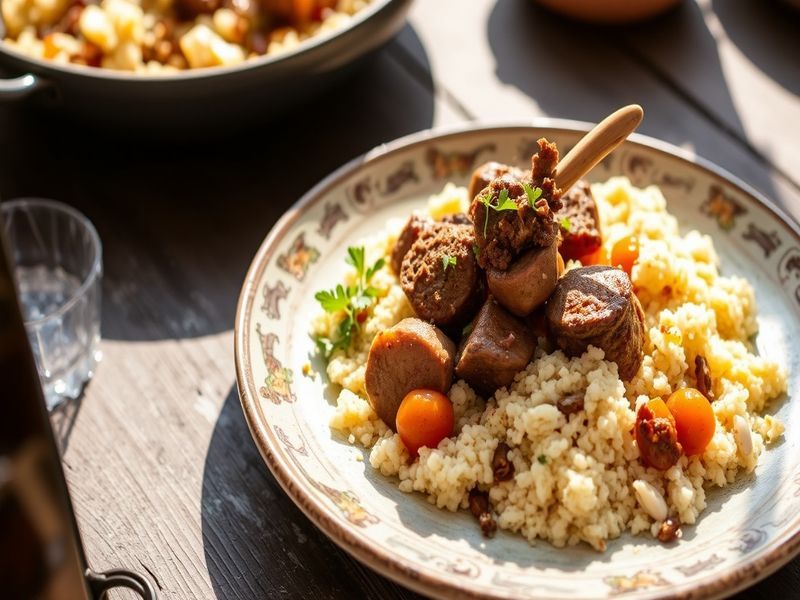 Spiced Lamb and Apricot Tagine with Almond Couscous