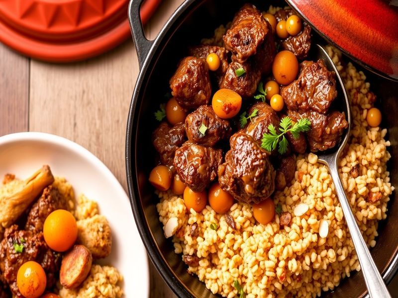 Spiced Lamb and Apricot Tagine with Almond Couscous