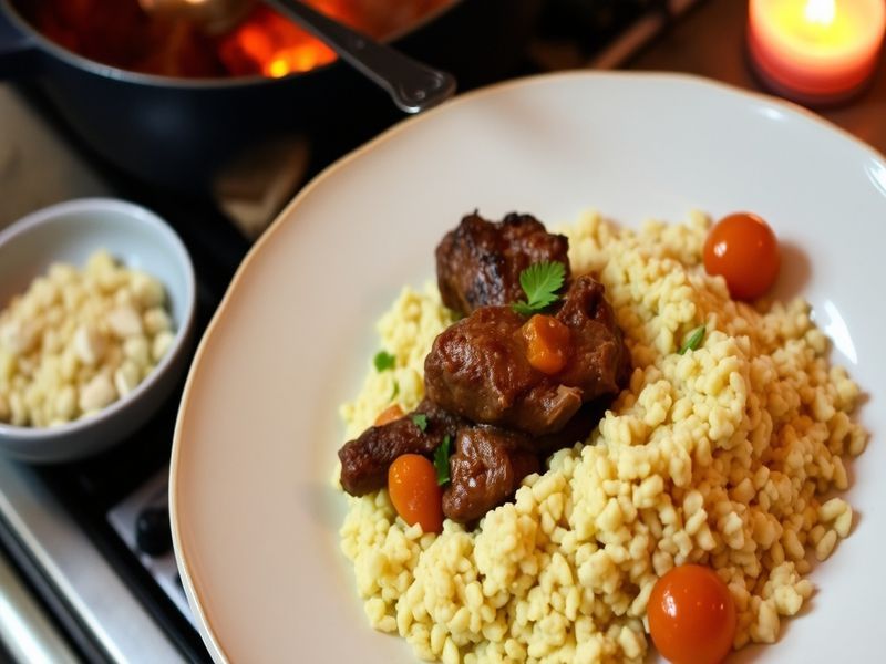 Spiced Lamb and Apricot Tagine with Almond Couscous