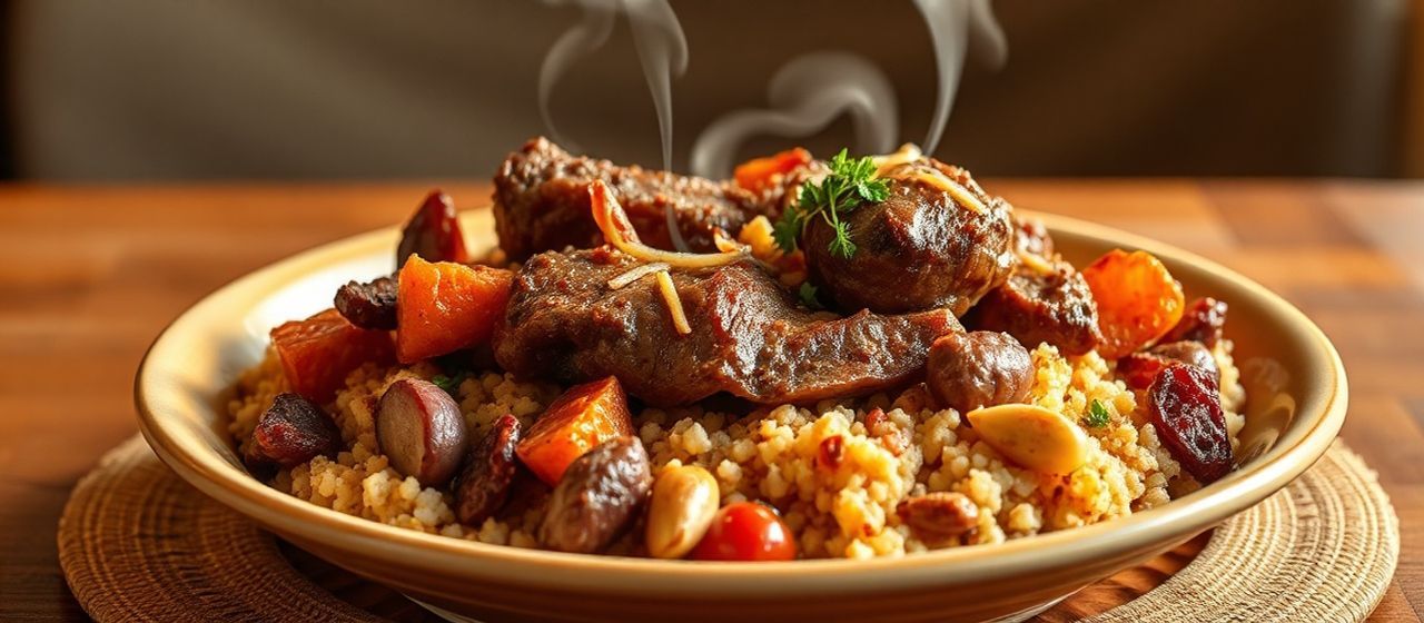 Spiced Lamb and Apricot Tagine with Almond Couscous
