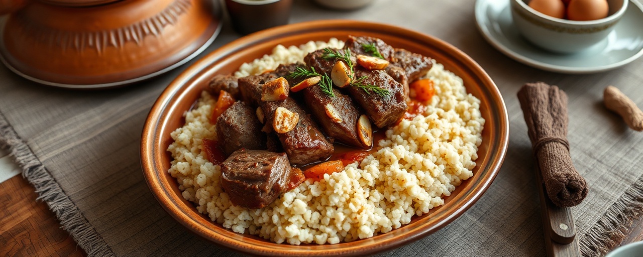 Spiced Lamb and Apricot Tagine with Almond Couscous