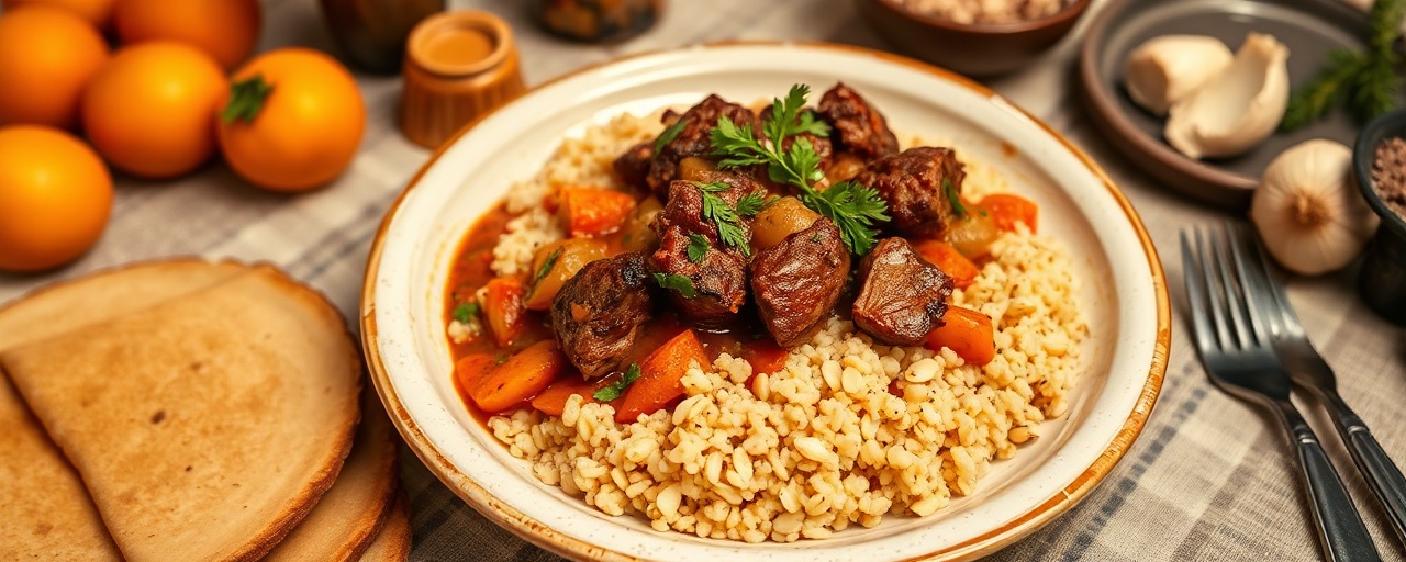 Spiced Lamb and Apricot Tagine with Almond Couscous