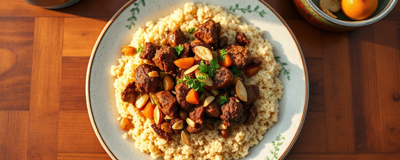 Spiced Lamb and Apricot Tagine with Almond Couscous