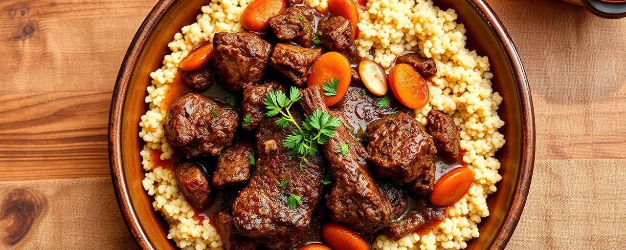 Spiced Lamb and Apricot Tagine with Almond Couscous